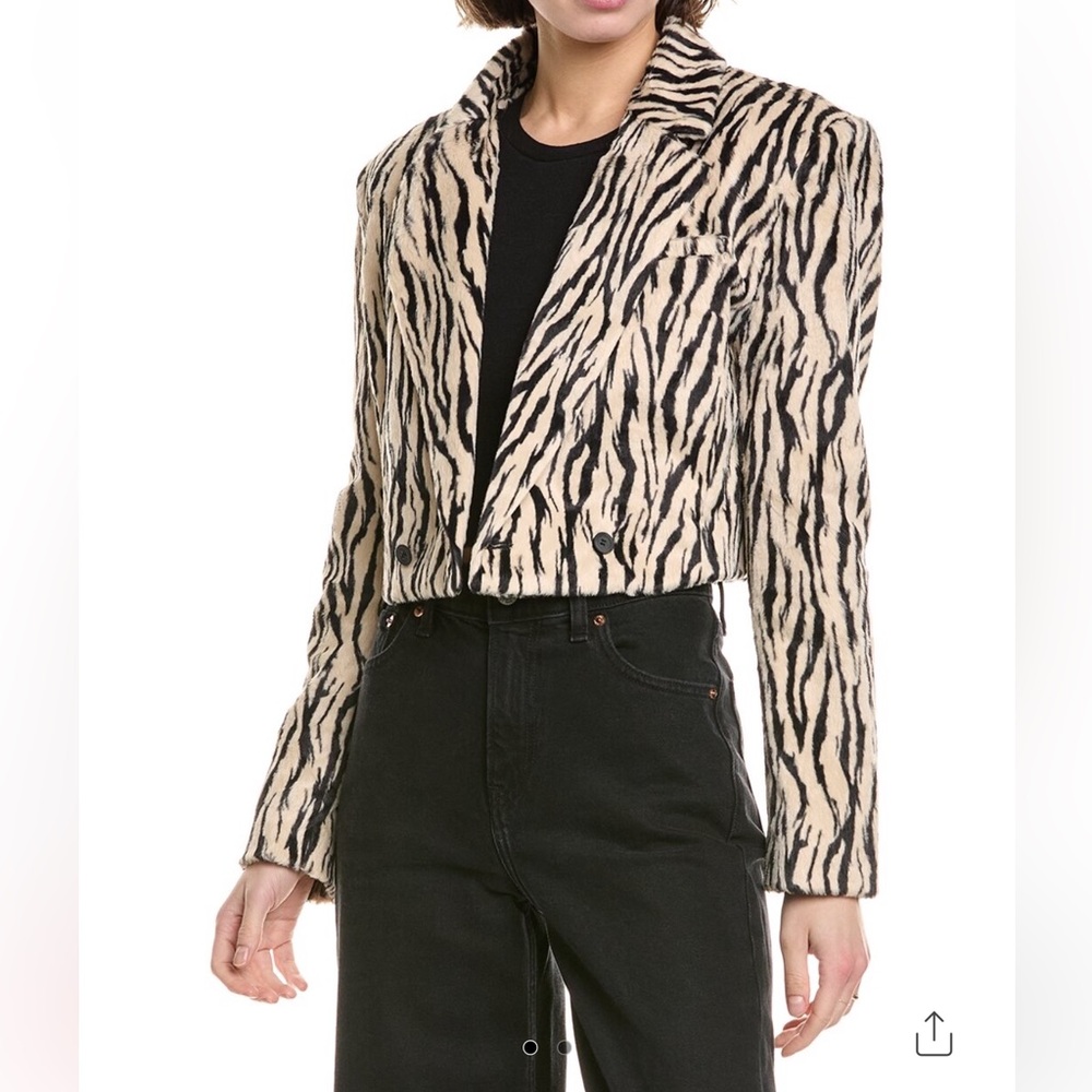 NWT MOTHER cropped animal print blazer, size XS.